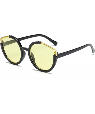 Semi-rimless Sunglasses Metal Cateye Sunglasses for Women Lightweight - Yellow - C618TTU808H $14.48