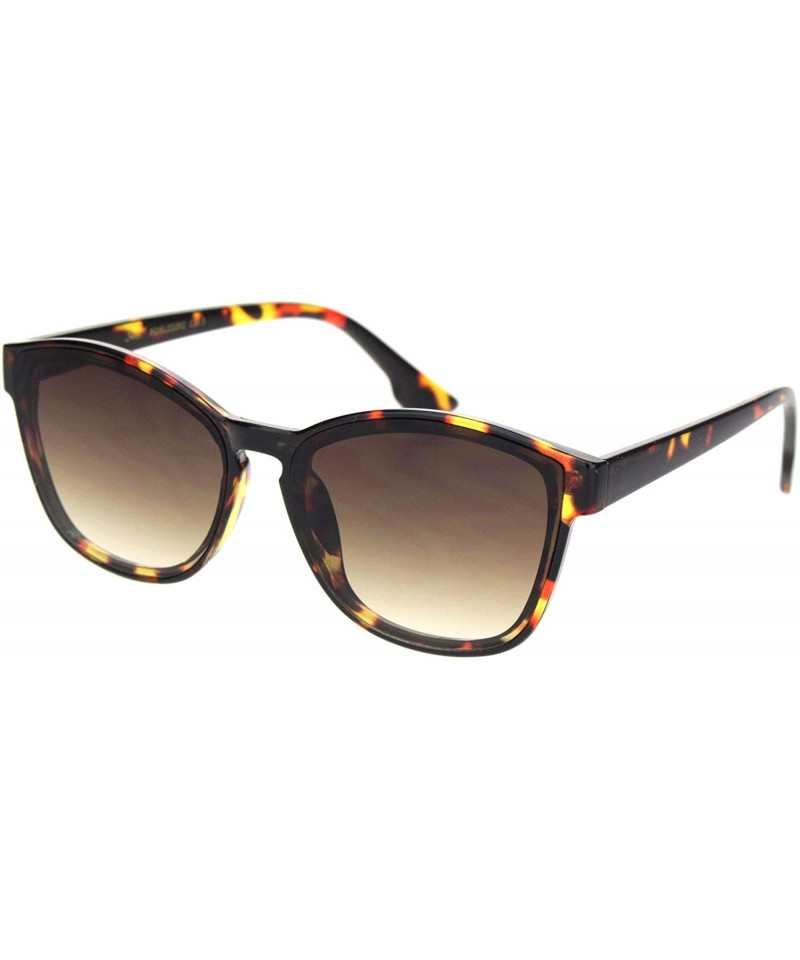 Rectangular Womens Boyfriend Keyhole Rectangle Horn Plastic Sunglasses - Tortoise Gradient Brown - CB18NHK7D8W $10.99