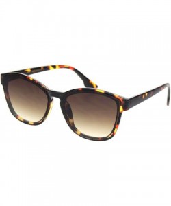 Rectangular Womens Boyfriend Keyhole Rectangle Horn Plastic Sunglasses - Tortoise Gradient Brown - CB18NHK7D8W $10.99