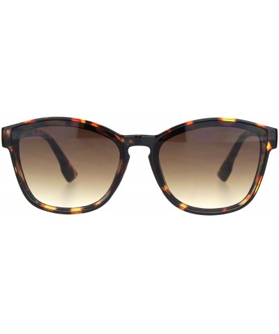 Rectangular Womens Boyfriend Keyhole Rectangle Horn Plastic Sunglasses - Tortoise Gradient Brown - CB18NHK7D8W $10.99