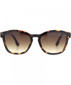 Rectangular Womens Boyfriend Keyhole Rectangle Horn Plastic Sunglasses - Tortoise Gradient Brown - CB18NHK7D8W $10.99