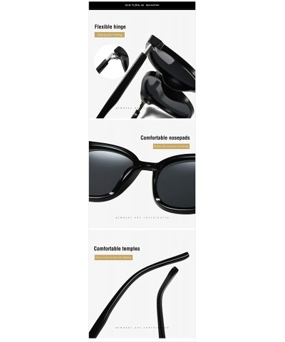 Oversized Polarized Fashion Round Sunglasses for Women Men Oversized Horned Vintage Shades Flat Lenses - CU18OZQW66G $28.88