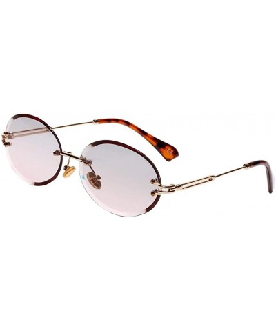 Rimless Oval Shape Frame Sunglasses for Women Rimless Frame Candy Color Glasses - Gray+pink - CZ190HRMIUX $25.24