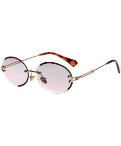 Rimless Oval Shape Frame Sunglasses for Women Rimless Frame Candy Color Glasses - Gray+pink - CZ190HRMIUX $13.99