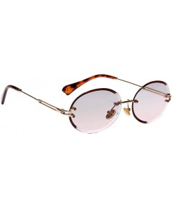 Rimless Oval Shape Frame Sunglasses for Women Rimless Frame Candy Color Glasses - Gray+pink - CZ190HRMIUX $13.99