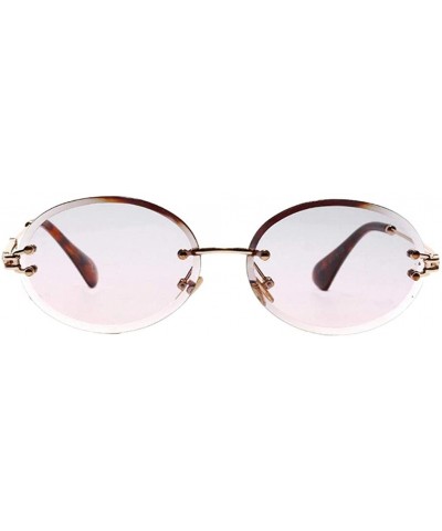 Rimless Oval Shape Frame Sunglasses for Women Rimless Frame Candy Color Glasses - Gray+pink - CZ190HRMIUX $13.99