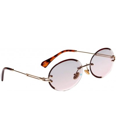 Rimless Oval Shape Frame Sunglasses for Women Rimless Frame Candy Color Glasses - Gray+pink - CZ190HRMIUX $13.99