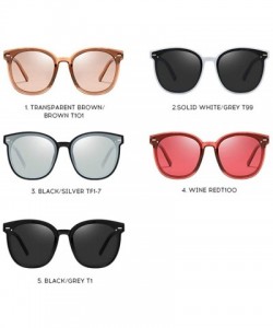 Oversized Polarized Fashion Round Sunglasses for Women Men Oversized Horned Vintage Shades Flat Lenses - CU18OZQW66G $14.77