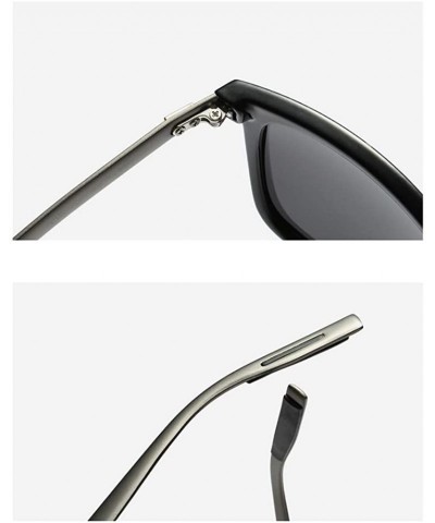 Square Polarized Sunglasses For Men Aluminum Magnesium Men's Sun Glasses Driving - Matte Black - CS18HYE5Z30 $13.76