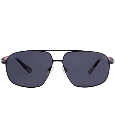Oval Polarized Sunglasses Men's Metal Frame UV400 Glasses-SG15808182 - 1581 Black&redsandalwood - C518LU2HC99 $20.56