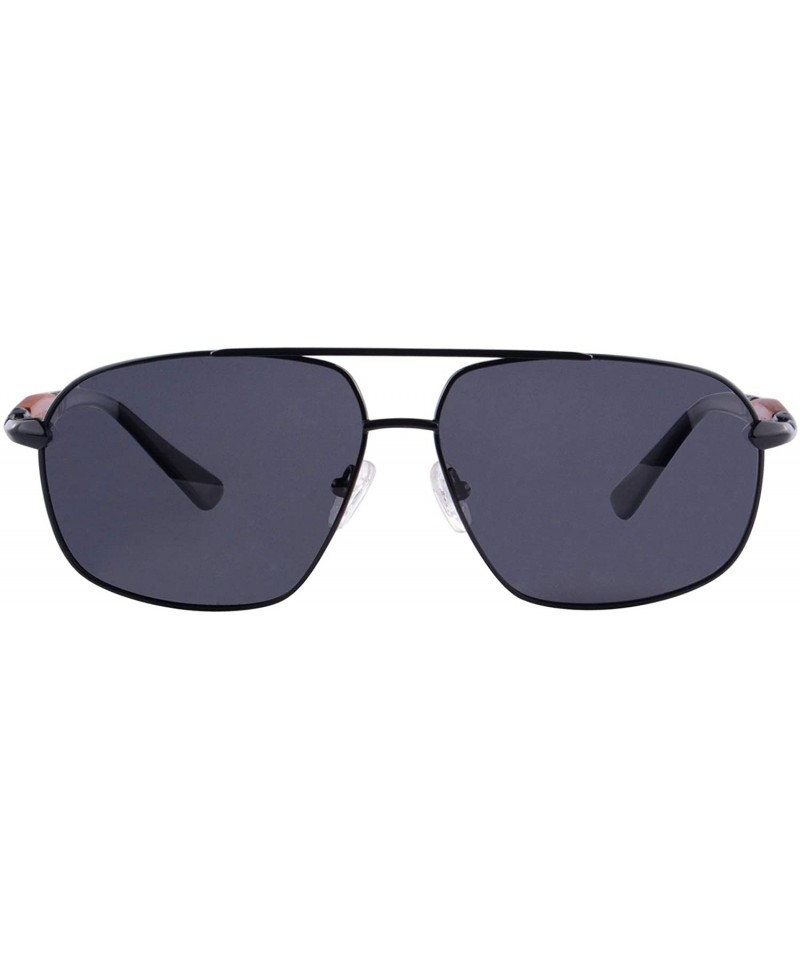 Oval Polarized Sunglasses Men's Metal Frame UV400 Glasses-SG15808182 - 1581 Black&redsandalwood - C518LU2HC99 $11.15