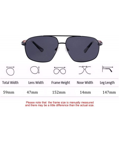 Oval Polarized Sunglasses Men's Metal Frame UV400 Glasses-SG15808182 - 1581 Black&redsandalwood - C518LU2HC99 $11.15