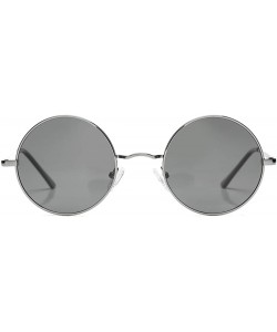 Round Retro Small Round Polarized Sunglasses John Lennon Style Circle UV400 Sun Glasses - A7 Gunmetal Frame/Grey Lens - CT18T...