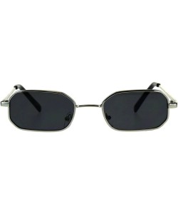 Rectangular Rectangular Heptagon Shape Sunglasses Small Indie Fashion Shades UV 400 - Silver (Black) - CN18GG7O4D4 $11.38