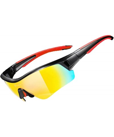 Sport Polarized Sunglasses Interchangeable Cycling Baseball - Red - CU184KCQSRK $46.20